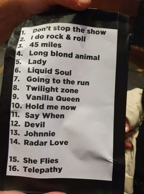 Golden Earring setlist photo October 31 2019 Groningen - Oosterpoort show / photo by Lies Post